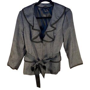 Maurices Womens Lg Ruffled Shawl Collar Belted Blazer Fairy Whimsy Sophisticated